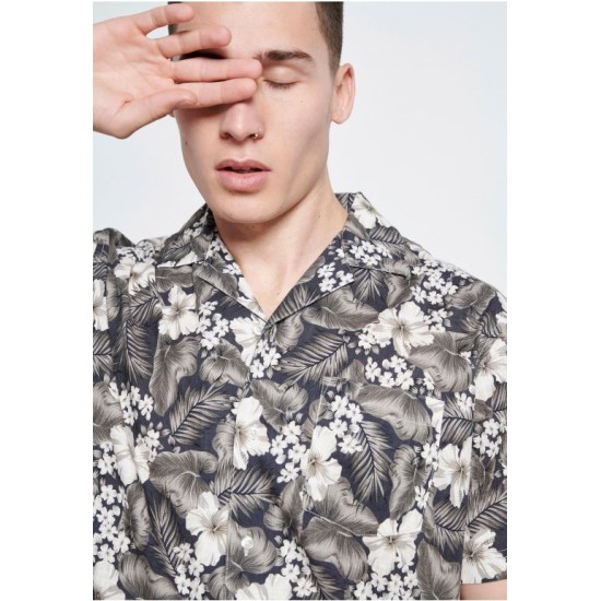 FUNKY BUDDHA FBM003-048-05 KHAKI Resort πουκάμισο με floral τύπωμα