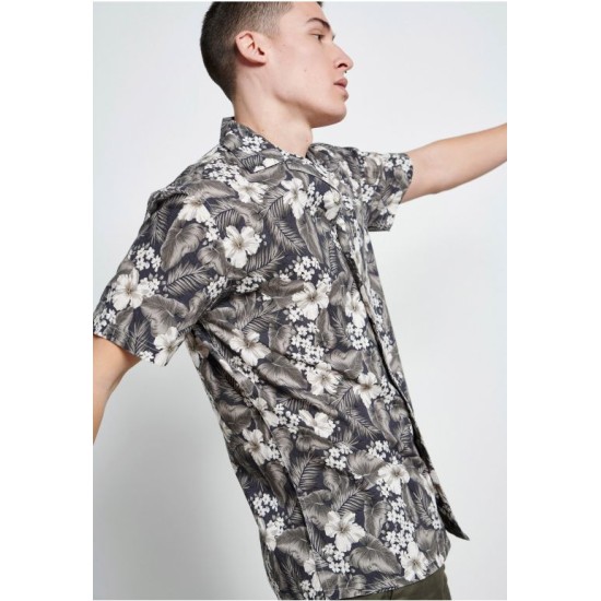 FUNKY BUDDHA FBM003-048-05 KHAKI Resort πουκάμισο με floral τύπωμα