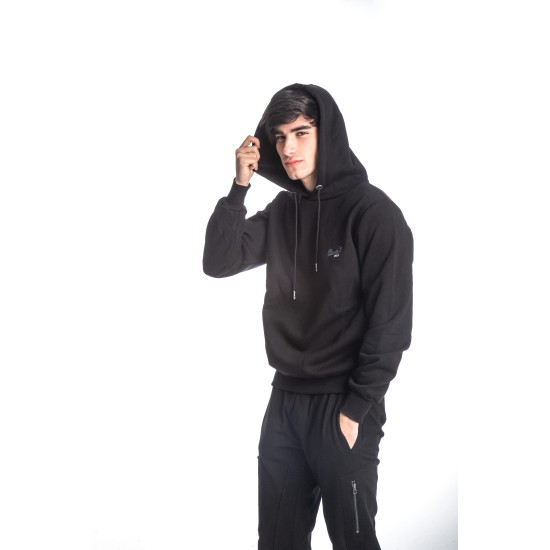 PACO&CO 200307 BLACK Ανδρικό φούτερ με κουκούλα 