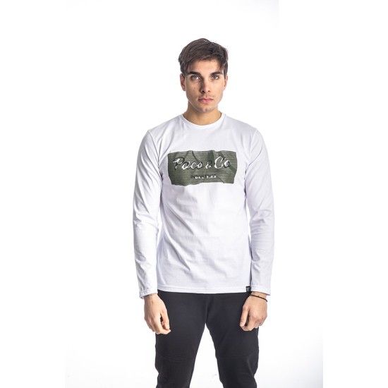 PACO&CO 218519 WHITE Μπλούζα με μακρύ μανίκι και Logo στο στήθος