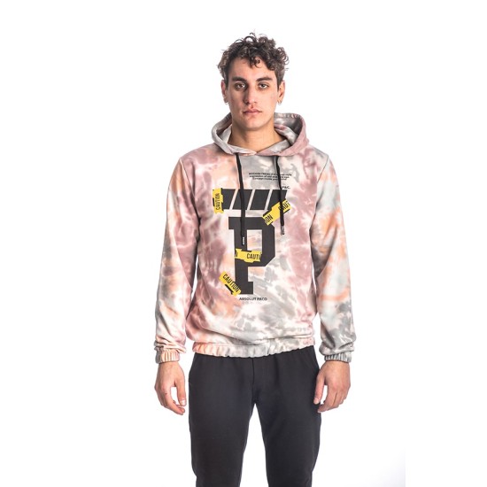PACO&CO 218571 DUSTY PINK Ανδρικό φούτερ δίχρωμο με κουκούλα 