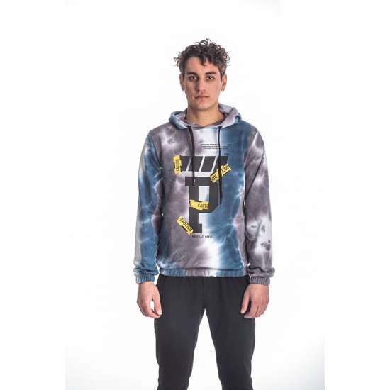 PACO&CO 218571 DUSTY BLUE Ανδρικό φούτερ δίχρωμο με κουκούλα