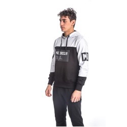 PACO&CO 218573 BLACK-WHITE Ανδρικό λεπτό φούτερ με κουκούλα