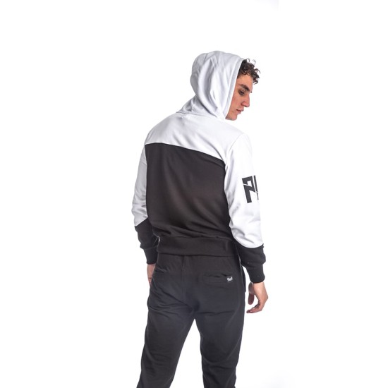 PACO&CO 218573 BLACK-WHITE Ανδρικό λεπτό φούτερ με κουκούλα