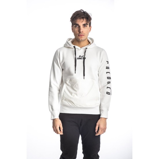 PACO&CO 218581 WHITE Ανδρικό φούτερ με κουκούλα