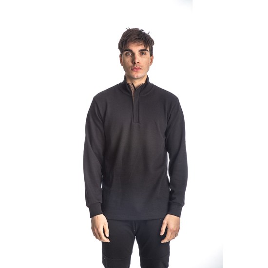 PACO&CO 218607 BLACK Μπλούζα μονόχρωμη - κλείσιμο με φερμουάρ