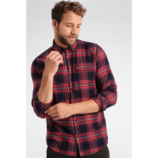 FUNKY BUDDHA FBM016-05219 RED Ανδρικό πουκάμισο καρό