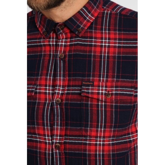 FUNKY BUDDHA FBM016-05219 RED Ανδρικό πουκάμισο καρό