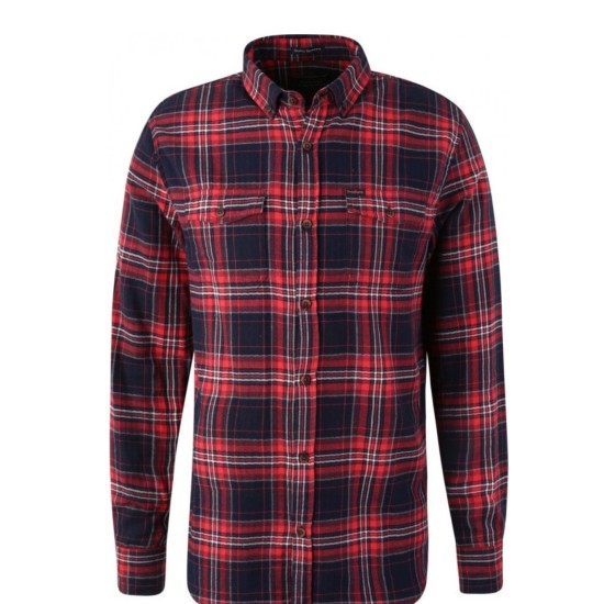 FUNKY BUDDHA FBM016-05219 RED Ανδρικό πουκάμισο καρό