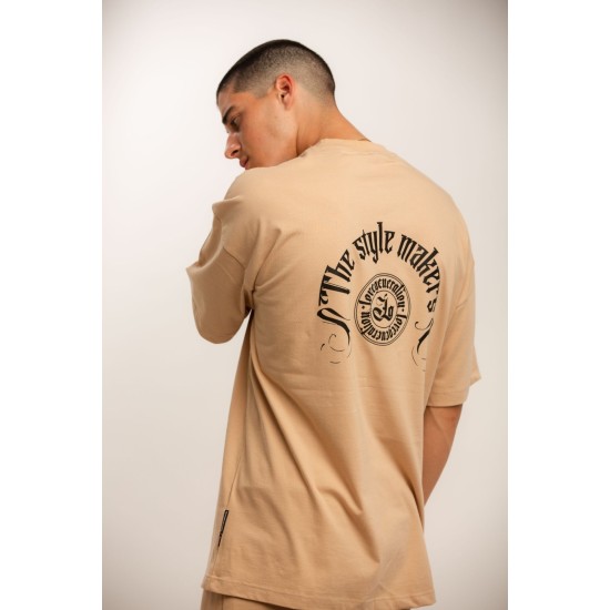 LOVE GENERATION TLO273 BEIGE Oversized T-Shirt 