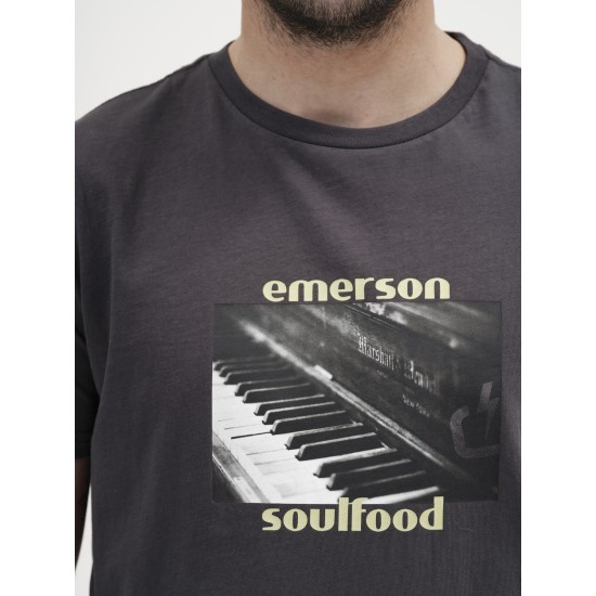 EMERSON 211.EM33.74 OFF BLACK Ανδρικό T-shirt με τύπωμα Emerson Soulfood