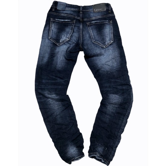 LEOX YX834 BLUE Ανδρικό Jean πεντάτσεπο 