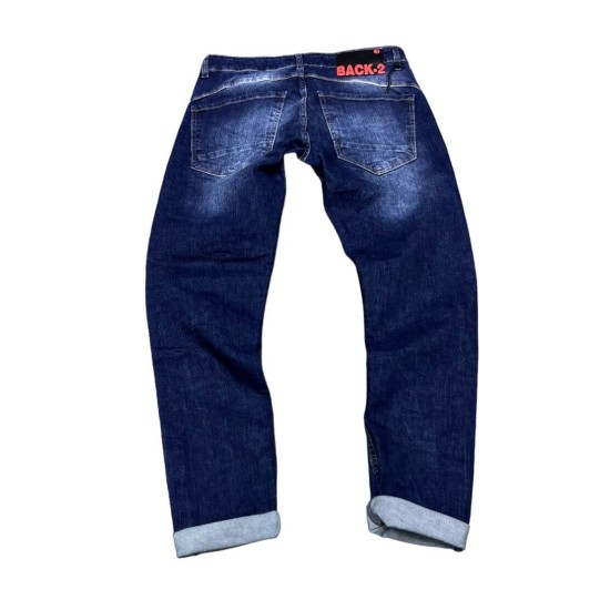 Ανδρικό jean παντελόνι Slim Fit Navy Back2Jeans T12A