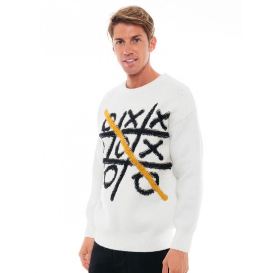 BISTON 48-206-026 WHITE Ανδρική πλεκτή μπλούζα 