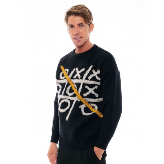 BISTON 48-206-026 BLACK Ανδρική πλεκτή μπλούζα 