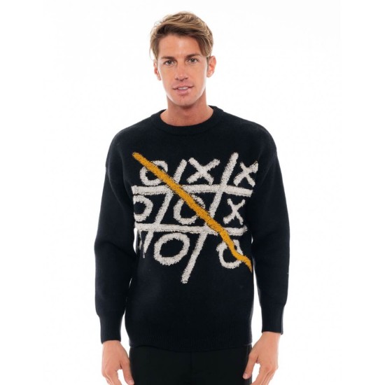 BISTON 48-206-026 BLACK Ανδρική πλεκτή μπλούζα 