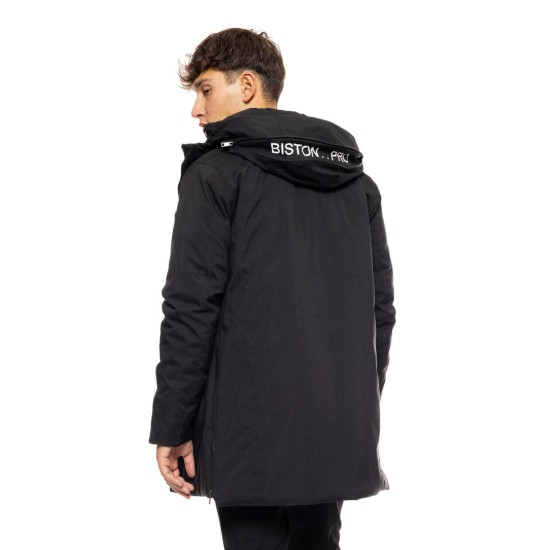BISTON 50-201-107 BLACK Biston fashion ανδρικό μακρύ μπουφάν με ενσωματωμένη κουκούλα 