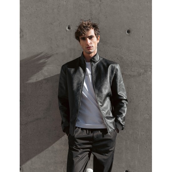 Biston 51-201-018 BLACK ανδρικό bomber πανωφόρι από δερματίνη 