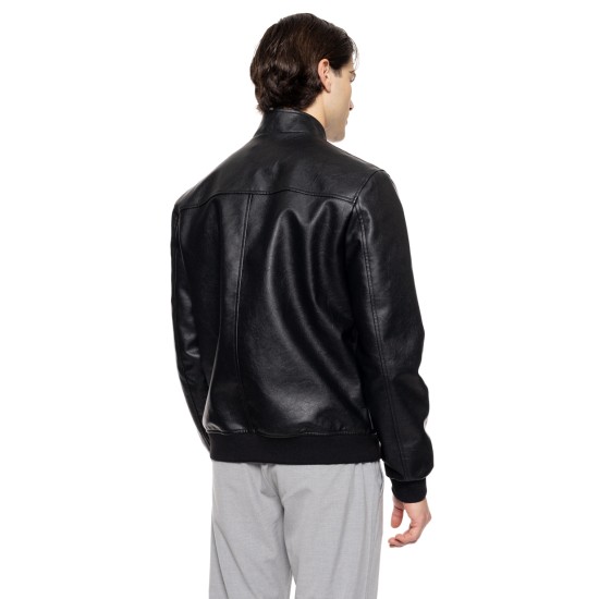 Biston 51-201-018 BLACK ανδρικό bomber πανωφόρι από δερματίνη 