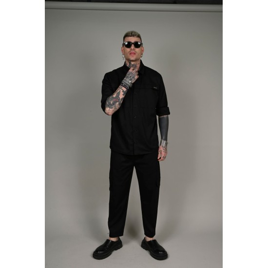 BODY MAX PR-9023 BLACK Παντελόνι cargo cropped