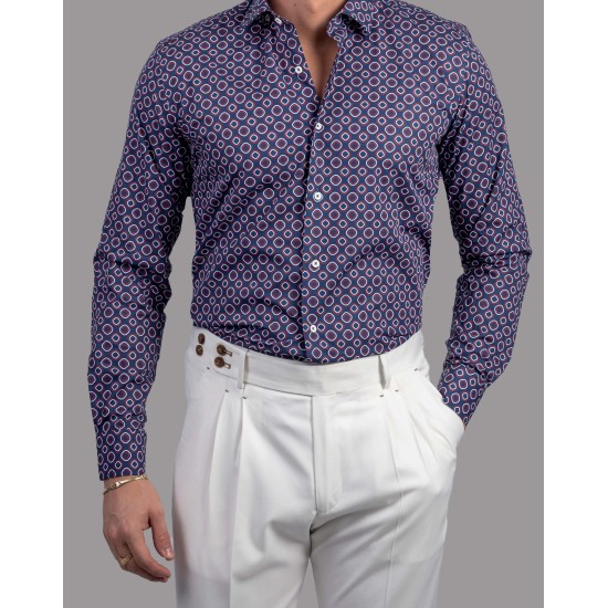 DEZIGN D-23140 BLUE Πουκάμισο Σχεδιαστικό 