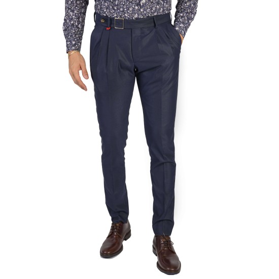 DEZIGN T-2215 BLUE Παντελόνι με διπλές πιέτες