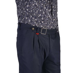 DEZIGN T-2215 BLUE Παντελόνι με διπλές πιέτες