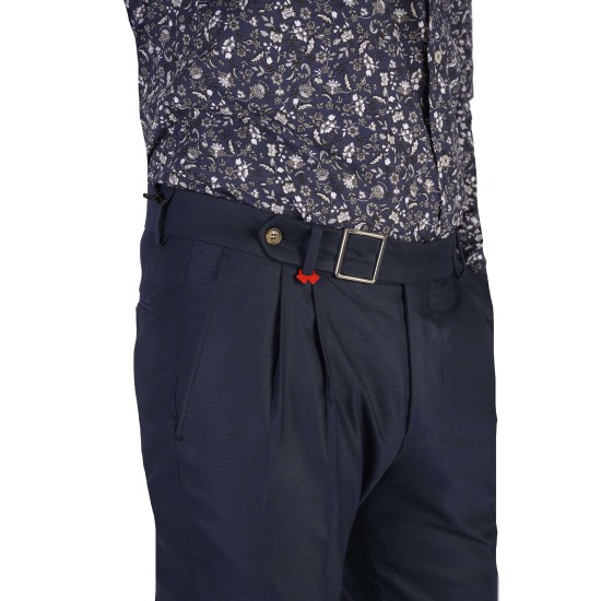 DEZIGN T-2215 BLUE Παντελόνι με διπλές πιέτες