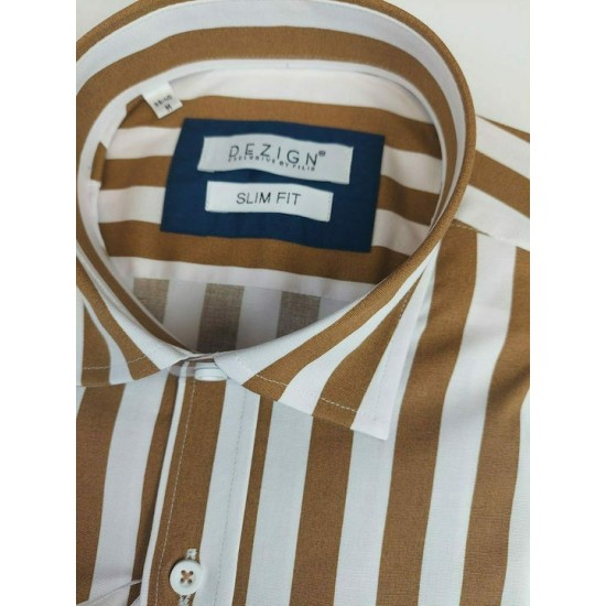 DEZIGN D-2372 BEIGE Πουκάμισο Ριγέ