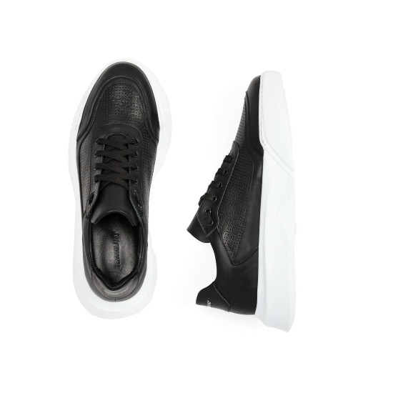FENOMILANO Ανδρικά Δερμάτινα Δίπατα Sneakers 2504 Black