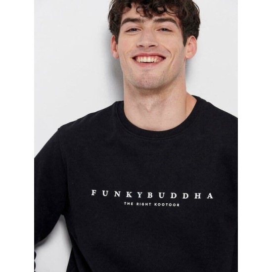 FUNKY BUDDHA FBM006-021-06 BLACK Φούτερ με τυπωμένο logo