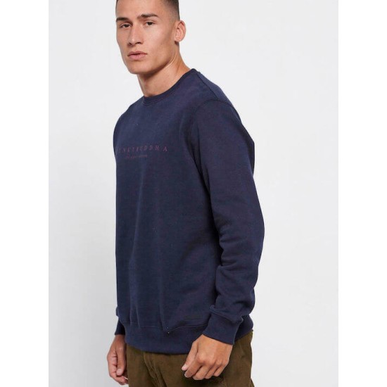 FUNKY BUDDHA FBM006-021-06 NAVY Φούτερ με τυπωμένο logo