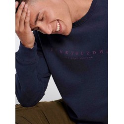 FUNKY BUDDHA FBM006-021-06 NAVY Φούτερ με τυπωμένο logo
