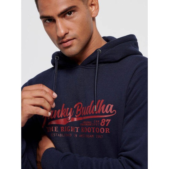 FUNKY BUDDHA FBM006-035-06 NAVY  Φούτερ με κουκούλα
