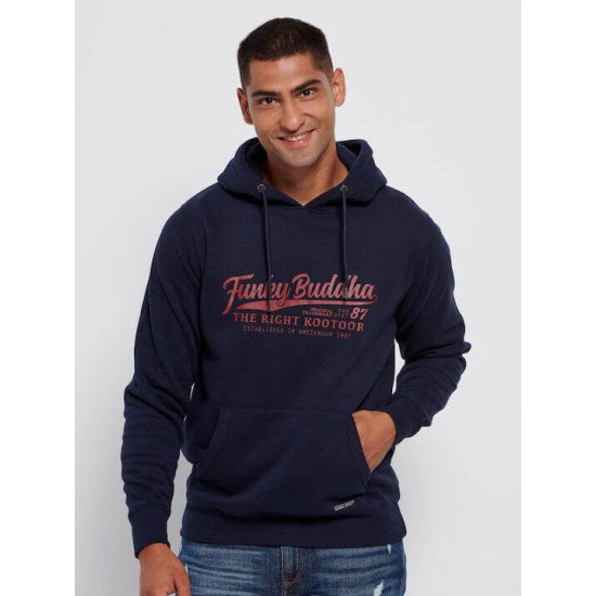 FUNKY BUDDHA FBM006-035-06 NAVY  Φούτερ με κουκούλα