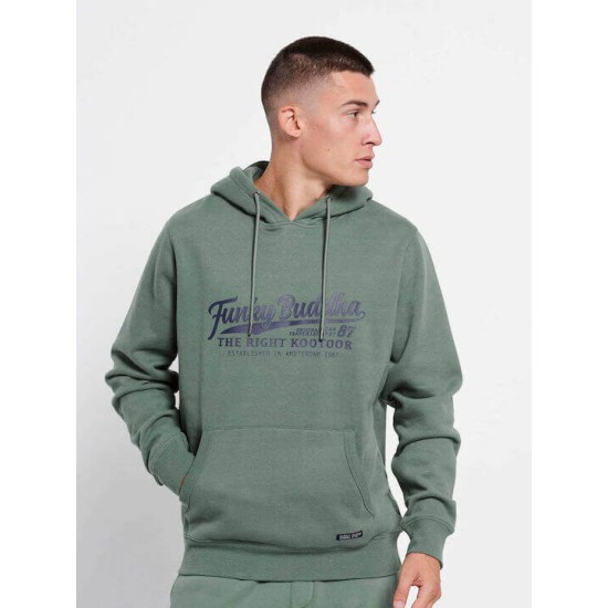 FUNKY BUDDHA FBM006-035-06 OLIVE GREEN Φούτερ με κουκούλα