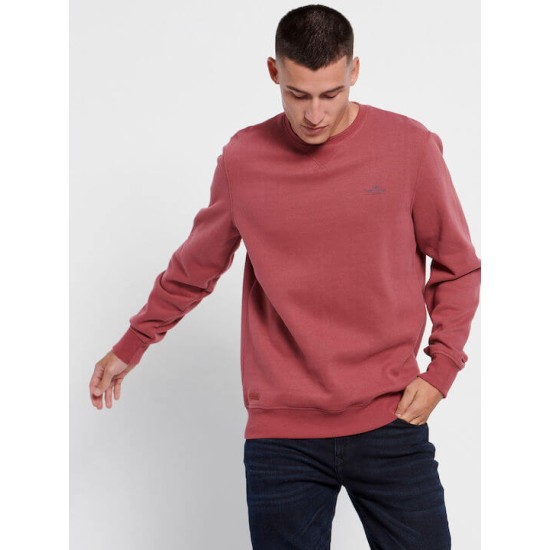 FUNKY BUDDHA FBM006-003-06 DUSTY ROSE Φούτερ με τυπωμένο logo