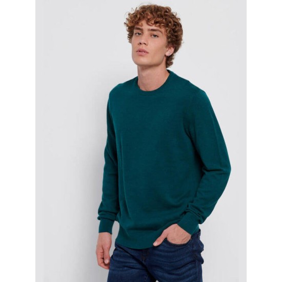 FUNKY BUDDHA FBM006-001-09 DEEP TEAL MEL Πουλόβερ