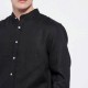 FUNKY BUDDHA FBM007-003-05 BLACK Λινό πουκάμισο με λαιμό mao