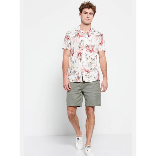 FUNKY BUDDHA FBM007-073-05 White πουκάμισο με all over τύπωμα