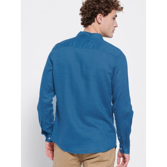 FUNKY BUDDHA FBM007-001-05 INDIGO Essential λινό πουκάμισο