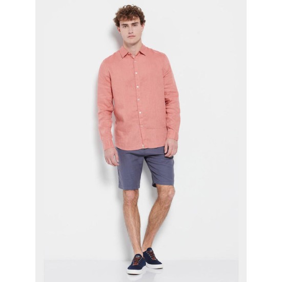 FUNKY BUDDHA FBM007-001-05 TERRACOTA Essential λινό πουκάμισο