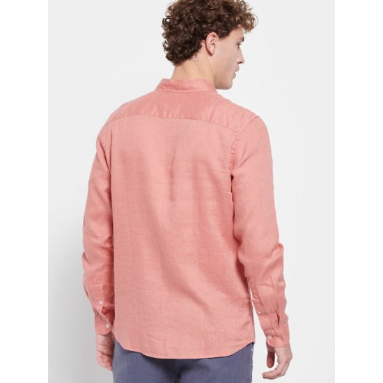 FUNKY BUDDHA FBM007-001-05 TERRACOTA Essential λινό πουκάμισο