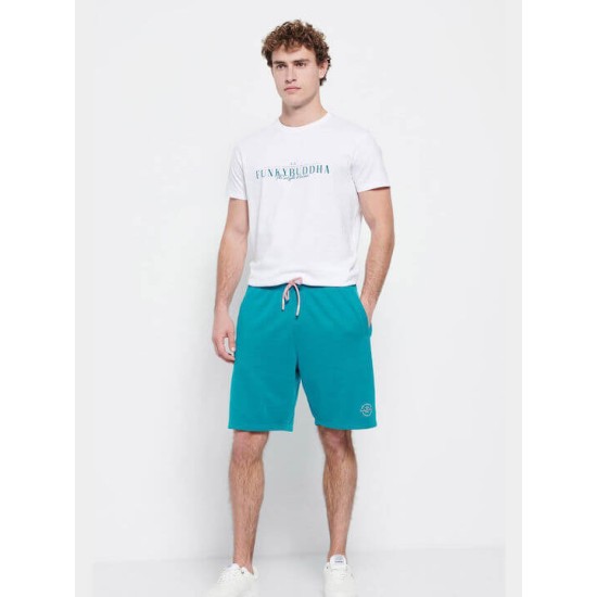 FUNKY BUDDHA FBM007-050-03 EMERALD Essential αθλητική βερμούδα με λογότυπο