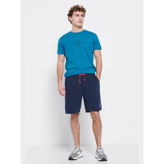 FUNKY BUDDHA FBM007-050-03 NAVY Essential αθλητική βερμούδα με λογότυπο