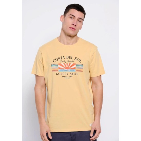 FUNKY BUDDHA FBM007-061-04 Yellow T-shirt