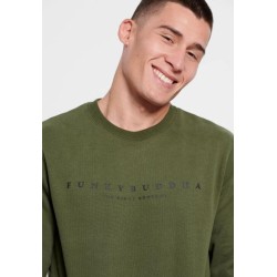 FUNKY BUDDHA FBM008-094-06 PINE GREEN Essential φούτερ με τυπωμένο logo