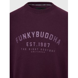 FUNKY BUDDHA FBM008-095-06 BURGUNDY Essential φούτερ με τυπωμένο logo