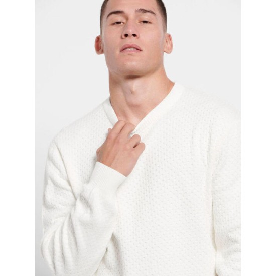 Funky Buddha Ανδρικό Πουλόβερ Μακρυμάνικο OFFWHITE FBM008-019-09