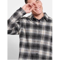 FUNKY BUDDHA FBM008-080-05 ANTHRACITE Oversized καρό overshirt πουκάμισο